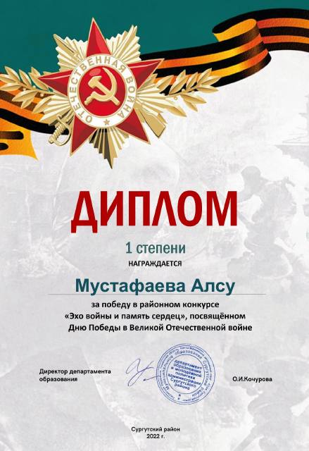 1 место Районный конкурс 2022г
