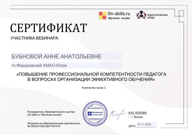 Повышение профессиональной компетенции педагога в вопросах организации эффективного обучения on-skills.ru 2025