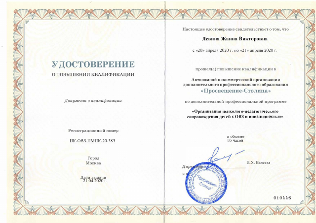 «Организация психолого-педагогического сопровождения детей с ОВЗ и инвалидностью»